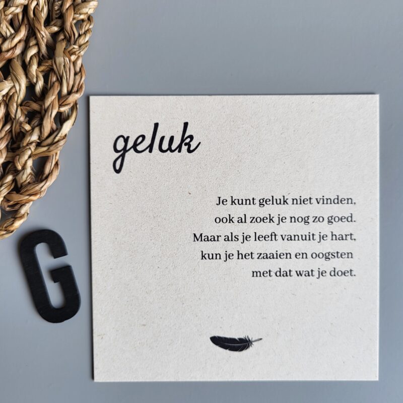 Gedichtkaart woord: Geluk