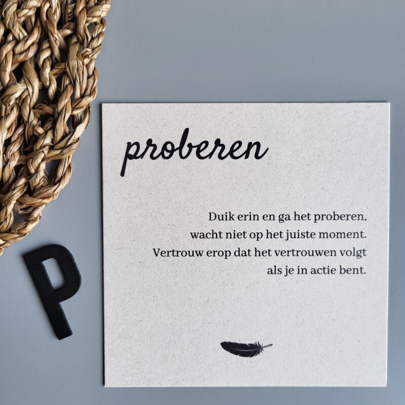Gedichtkaart woord: Proberen